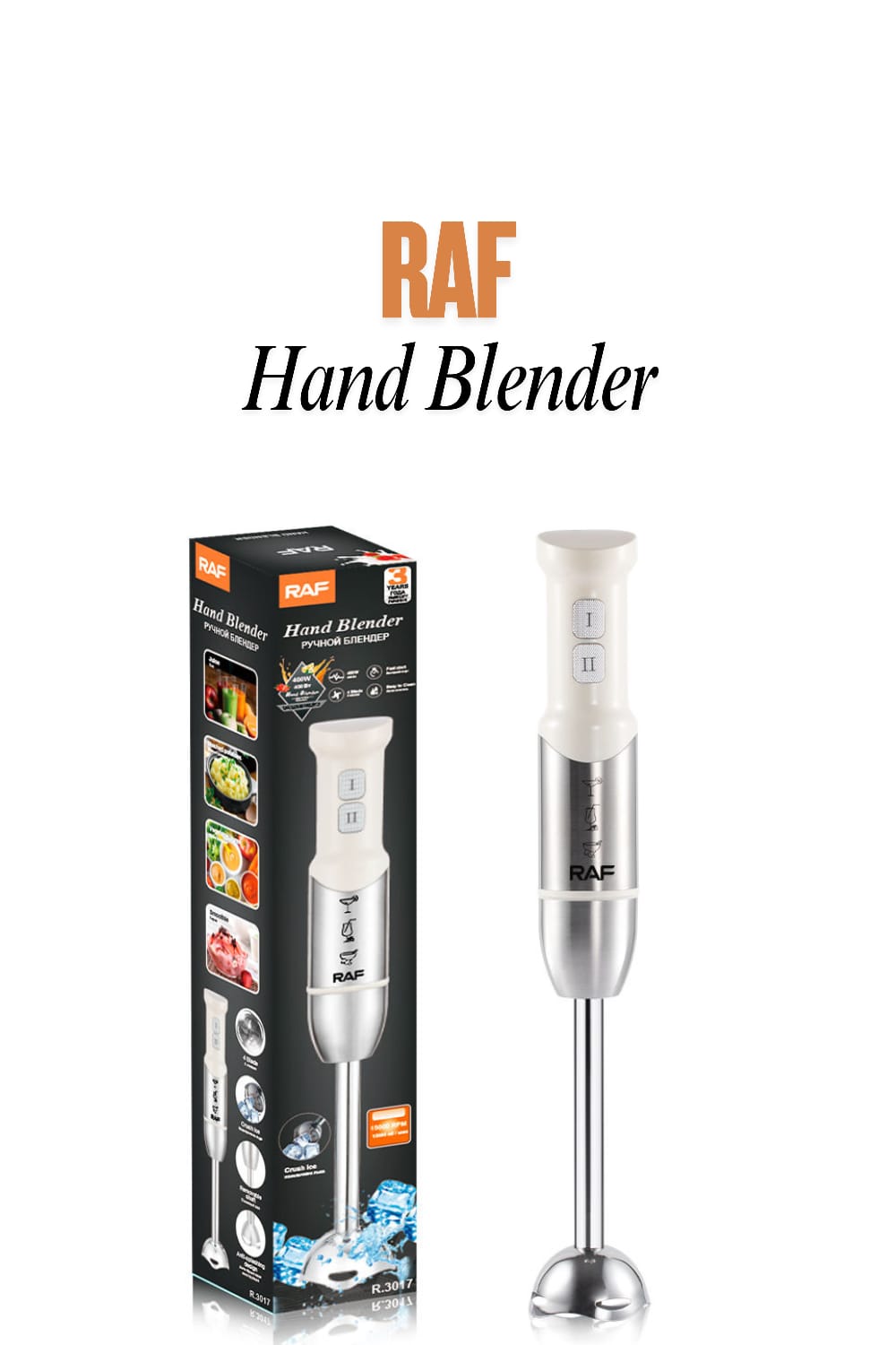 RAF Hand Blender R.3017 – 400W Stainless Steel Immersion Blender
